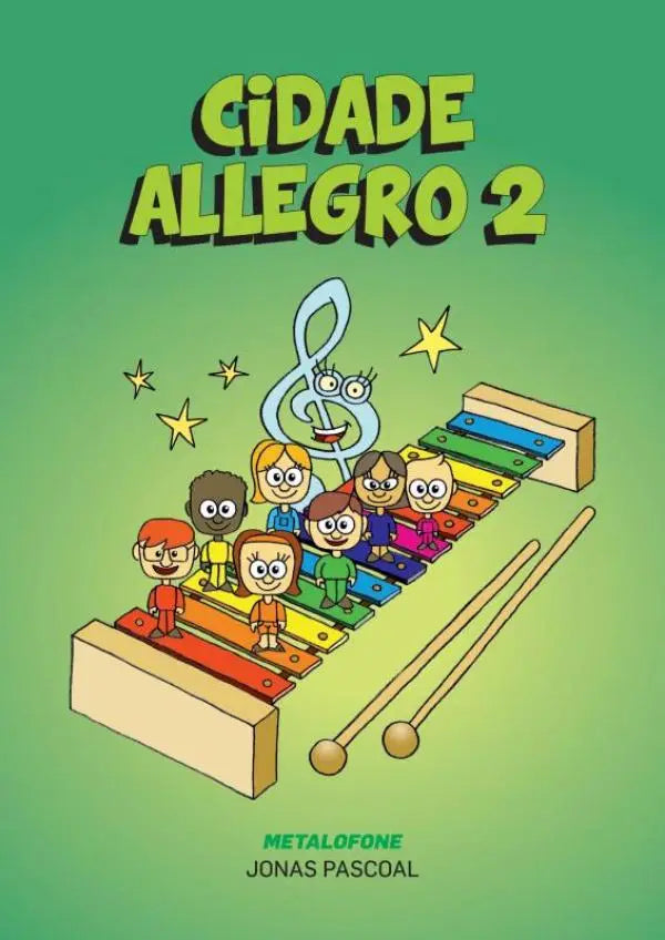 Kleurige cartoon xylofoon met regenboogtoetsen en houten hamers van cidade allegro 2 product