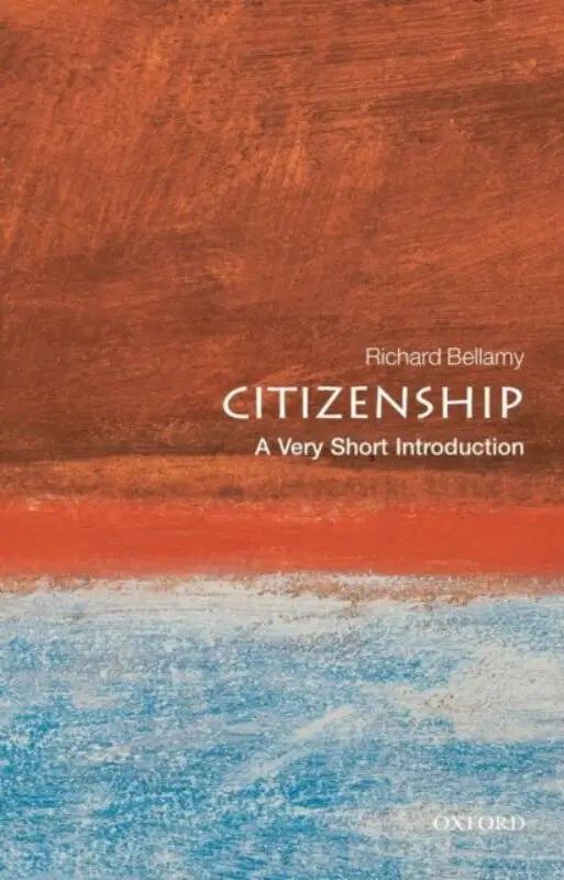 Boek citizenship van richard bellamy met getextureerde omslag en oranje en blauwe abstracte penseelstreken