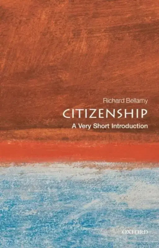 Boek citizenship van richard bellamy met getextureerde omslag en oranje en blauwe abstracte penseelstreken