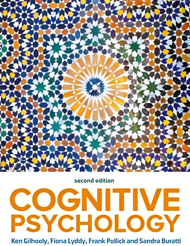 De cover van de tweede editie van cognitive psychology toont een levendig geometrisch patroon in blauw, groen, oranje en geel