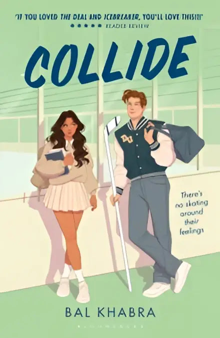 De cover van collide door bal khabra toont twee personages in een schoolomgeving met de hockey captain en elkaar centraal
