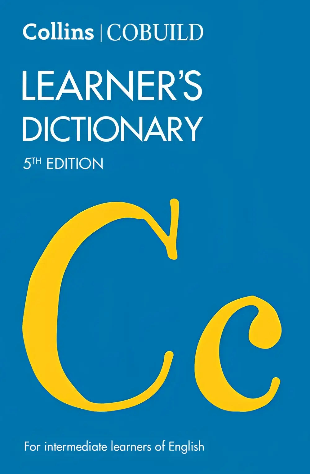 Blauwe hardcover collins cobuild learner’s dictionary vijfde editie met opvallende gele c letters op de omslag