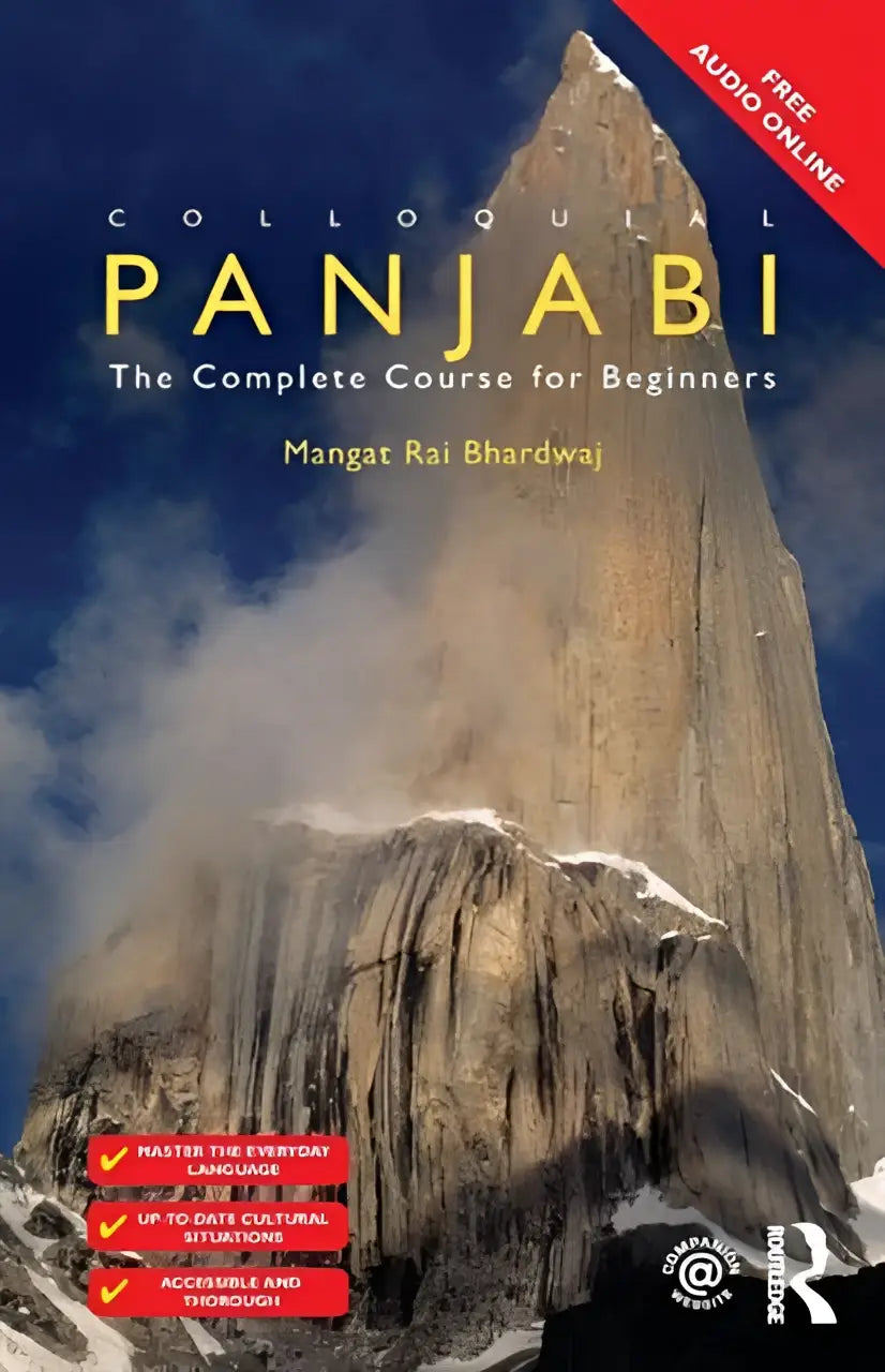 De boekcover van colloquial panjabi toont een hoge rotsachtige berg met besneeuwde toppen onder een diepe blauwe lucht