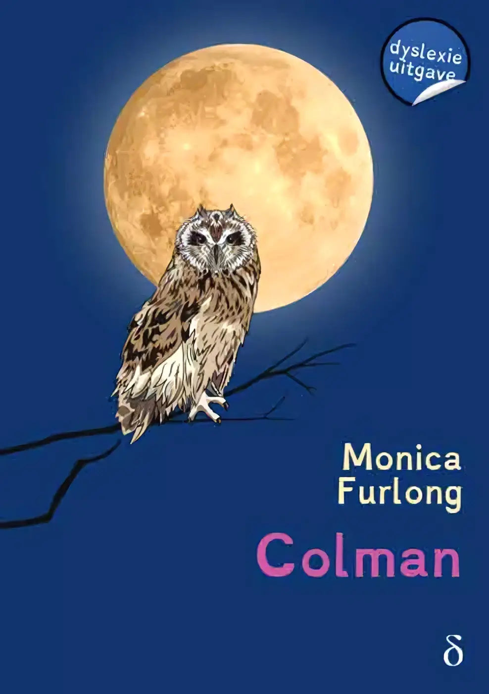 Een gedetailleerde illustratie van een bruine en witte uil op een tak met een grote gele maan voor harde band trilogie #3 colman