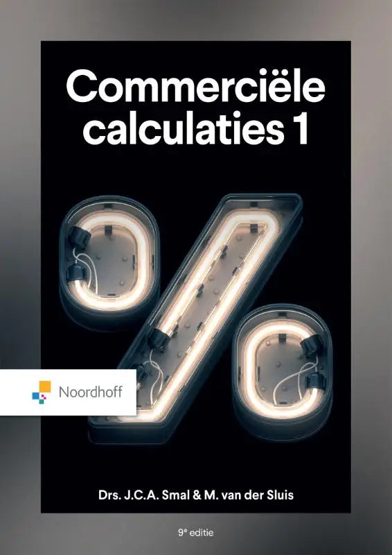 Neon percentage teken met witte gloeiende buizen in zwart omhulsel voor commerciële calculaties van john smal