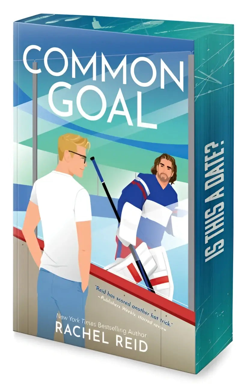 Blauwe en teal hardcover common goal deluxe boek van rachel reid met geïllustreerde hockeyspelers nu streaming op crave en hbo max