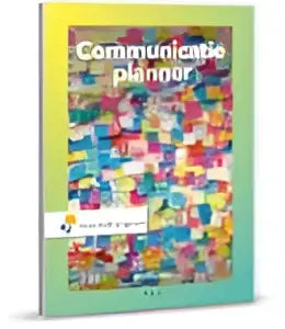De communicatieve planner van wil michels heeft een kleurrijke mozaïekpatroon en een titel op lichtgroene achtergrond