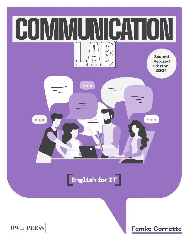 Paars boekomslag van communication lab english for it tweede herziene editie 2024 voor engels leren in communicatie