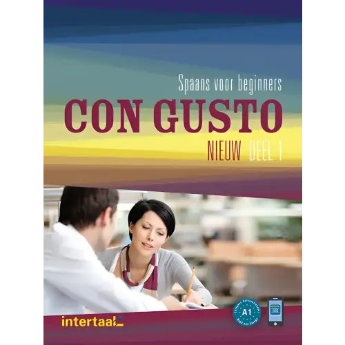 Spanish taalboek Con Gusto met woordenlijst Spaans en Intertaal Augmented techniek