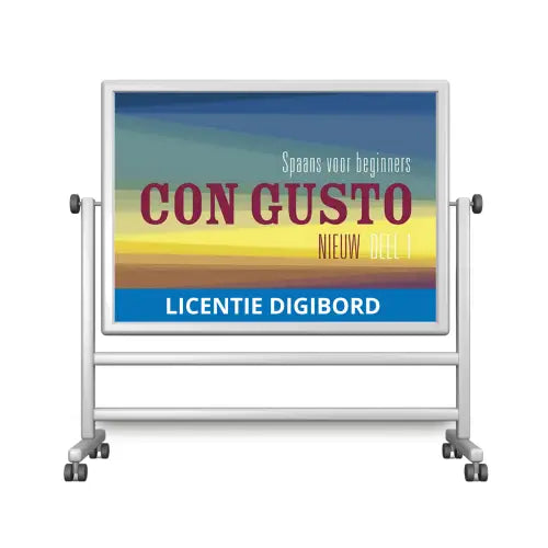 Rolling whiteboard display op Con Gusto NT2 Spaans Digibord voor educatie