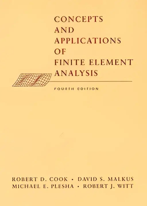 De boekomslag toont de titel concepts and applications of finite element analysis in zwart seriflettertype op een gebroken wit achtergron