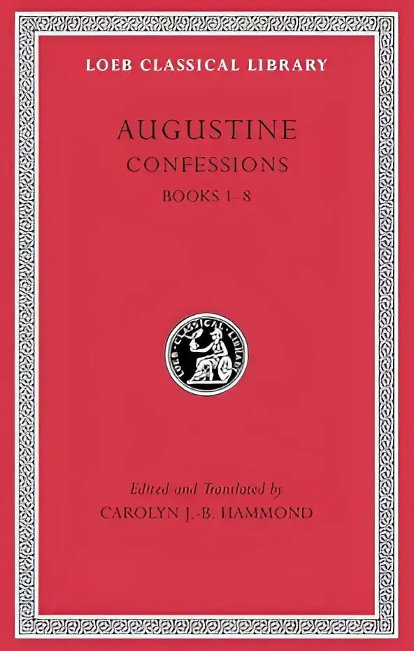 Rode hardcover boek met zilver reliëf loeb classical library met aurelius augustine confessions volume i boeken 1-8