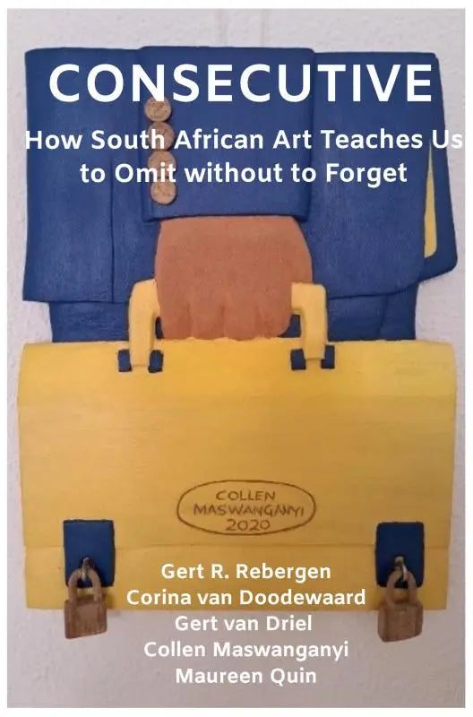 Gele houten aktetas met blauwe stofaccenten en twee bruine leren sloten in how south african art teaches thema