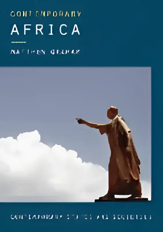 De bronzen beeldhouwwerk van een figuur in vloeiende gewaden wijzend naar voren uit een reeks contemporary africa