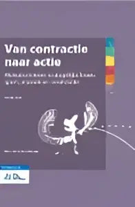 Paars boekje van bsl media met witte tekst en zilveren silhouet van twee dansers van contractie naar actie