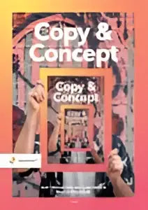 Boek copy & concept van bert thobokholt en martin westbeek met oranje en zwarte omslagontwerp