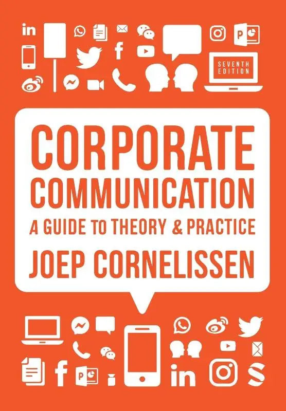 Oranje boekomslag van het corporate communication tekstboek voor een gids tot theorie en praktijk van joep cornelissen