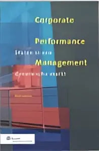 Corporate performance management boek met een modern geometrisch ontwerp en rode en blauwe vlakken op de omslag