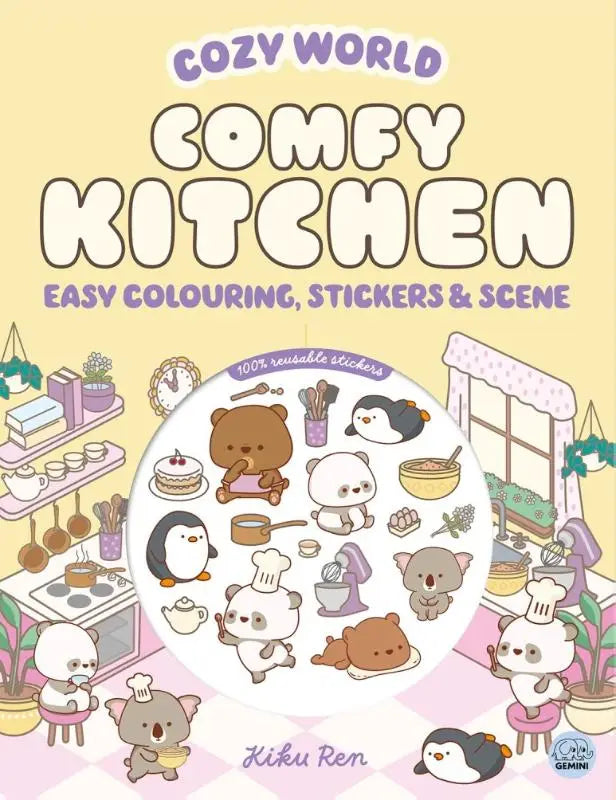 Cozy World Comfy Kitchen: Easy Colouring and Sticker Scene for Teens, Young Adults and Adults - Easy Colouring and Sticker Scene for Teens, Young Adults and Adults