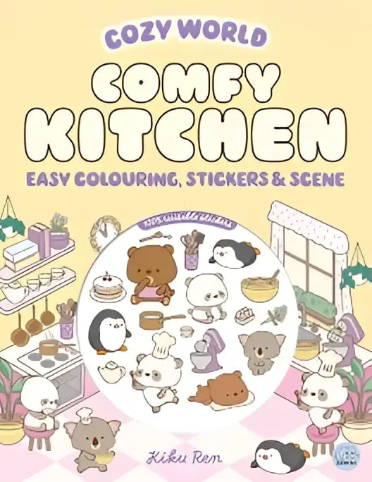 Cozy world comfy kitchen coloring book with cute cartoon animals and dreamy bedtime sticker activity pages