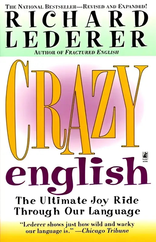 De boekomslag van crazy english toont de titel in gele en paarse letters met een achtergrond voor de ultimate joy ride