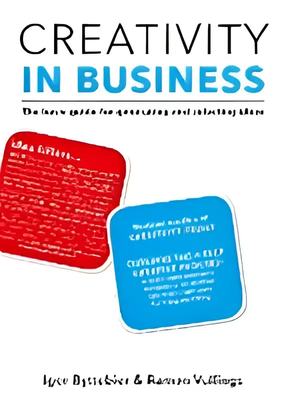 Boekenset creativity in business met een rode en een blauwe omslag voor het genereren en selecteren van ideeën