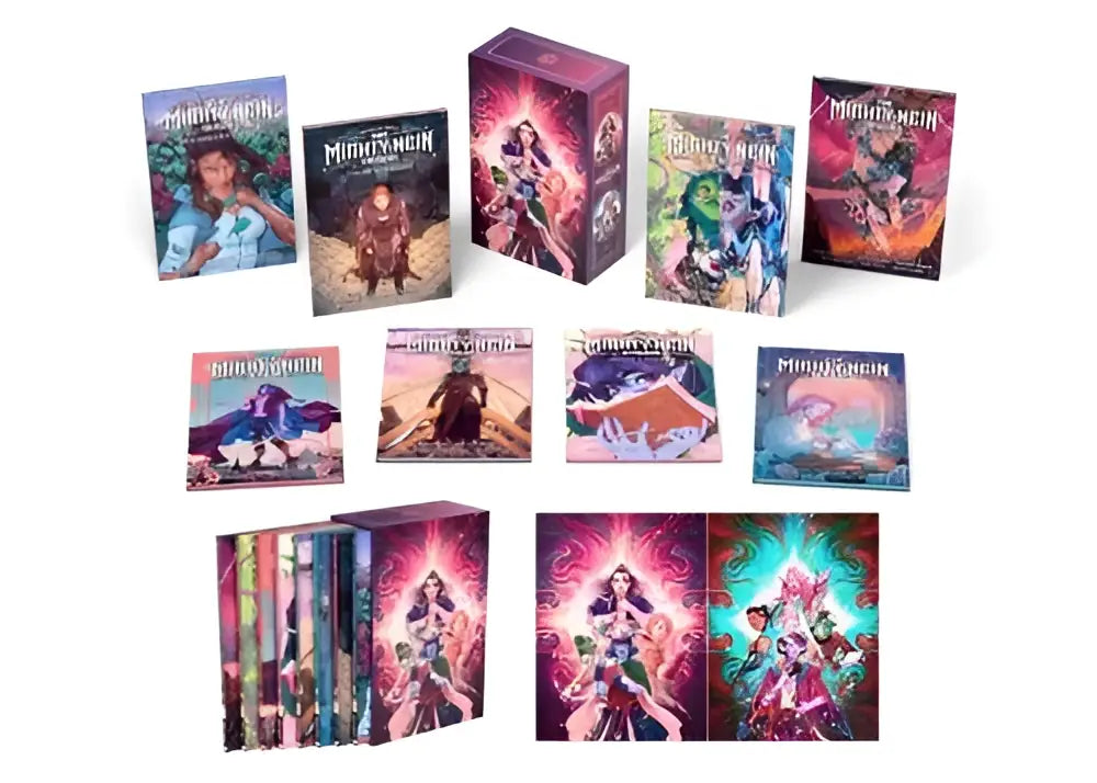 Critical role the mighty nein origins boxed set with vibrant fantasy-themed hardcover and paperback books featuring dynamic art