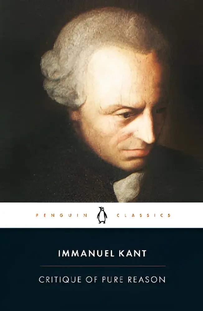 Penguin classics editie van critique of pure reason met donker portret en witte tekst op marineblauwe achtergrond over onze kennis