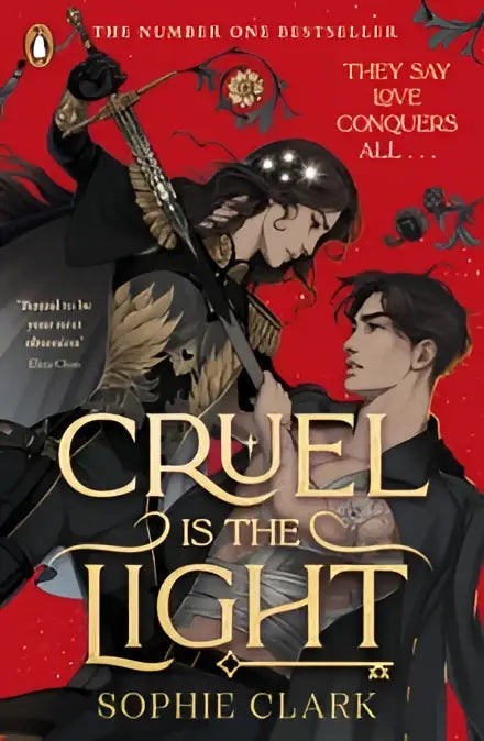 De cover van het boek Cruel is the Light van Sophie Clark toont een dramatische illustratie in donkere en rode tinten met Selene
