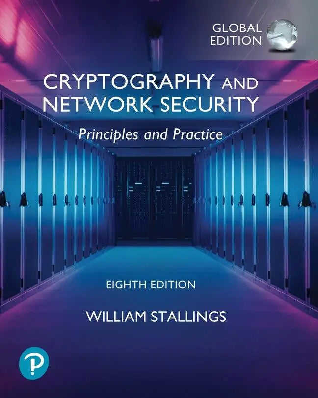 Boekcover van cryptography and network security principles and practice achtste editie door william stallings in blauw voor netwerkbeveiliging studie