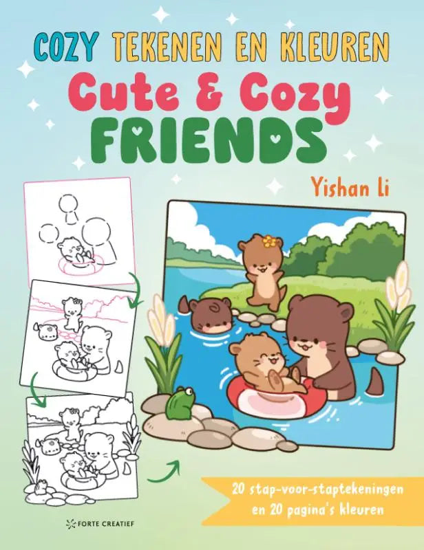 Cute & Cozy Friends - 20 stap-voor-staptekeningen en 20 pagina's kleuren