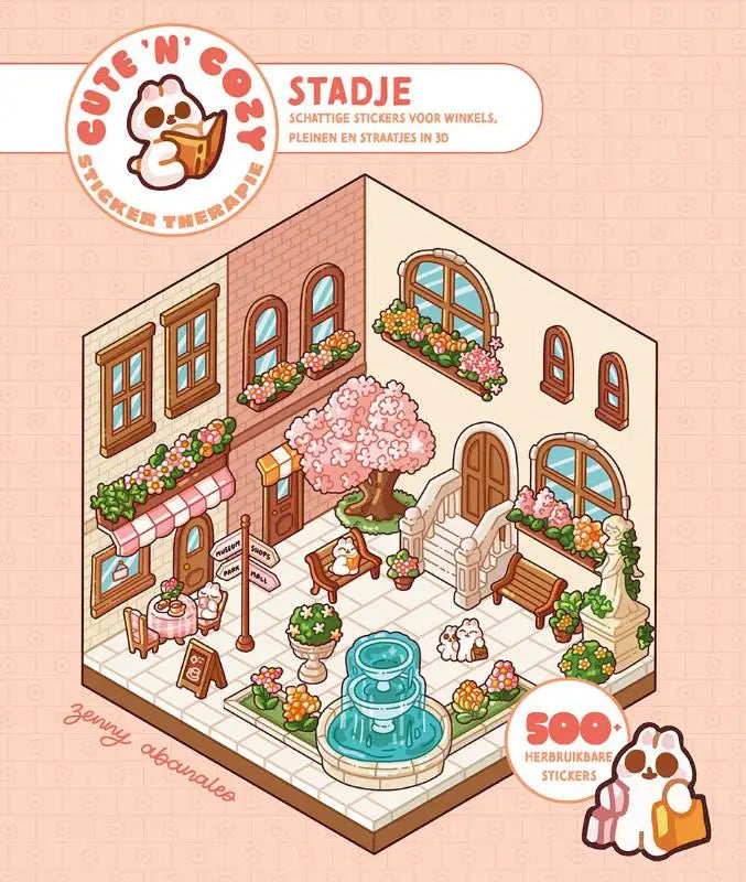 Cute 'n' Cozy Sticker Therapie Stadje - Schattige stickers voor winkels, pleinen en straatjes in 3D
