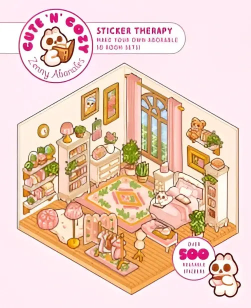 Cute n cozy sticker therapy set with over 500 reusable pink cozy stickers for adorable room decor