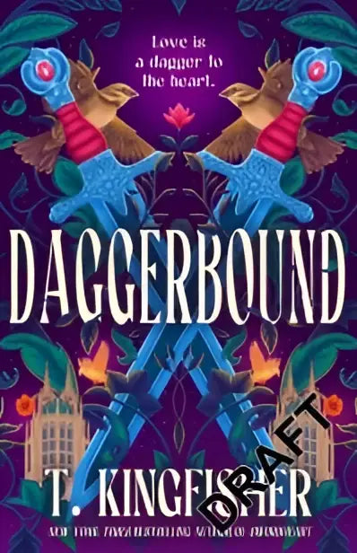 De boekomslag van daggerbound door t toont een mysterieus ontwerp voor fantasy lezers