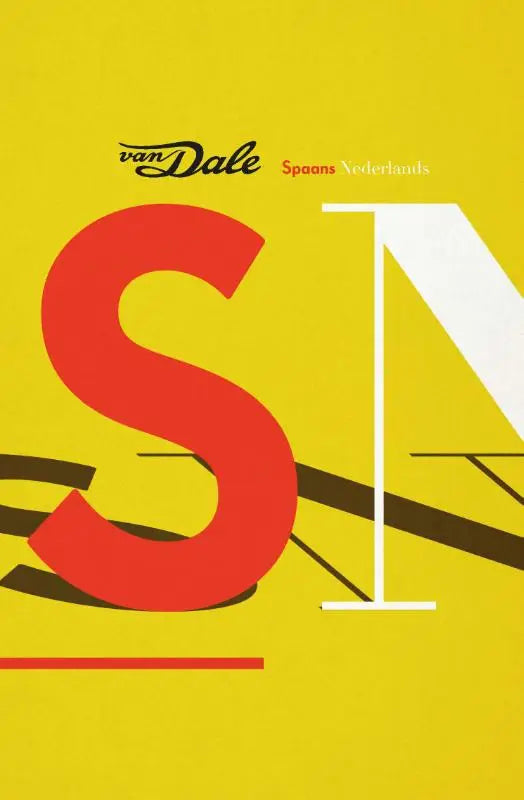 Van dale pocketwoordenboek spaans-nederlands met opvallende rode en witte letters op gele cover voor taalgebruik