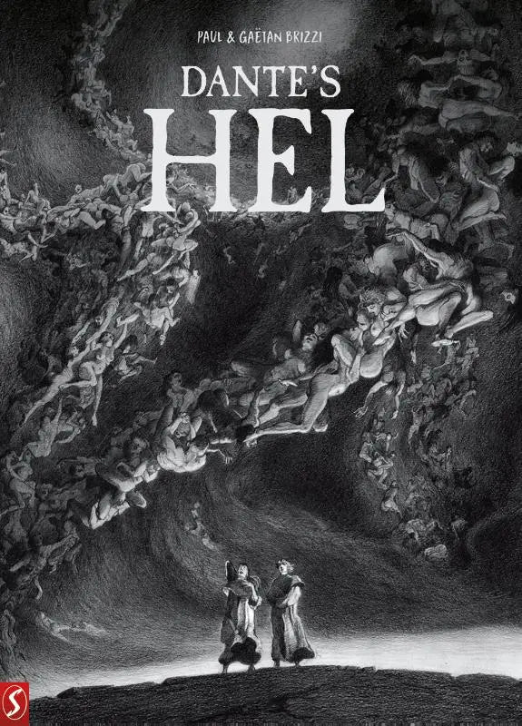 Zwart-wit geïllustreerde boekcover van dante’s hel door paul en gaétan brizzi voor het product dante’s hel