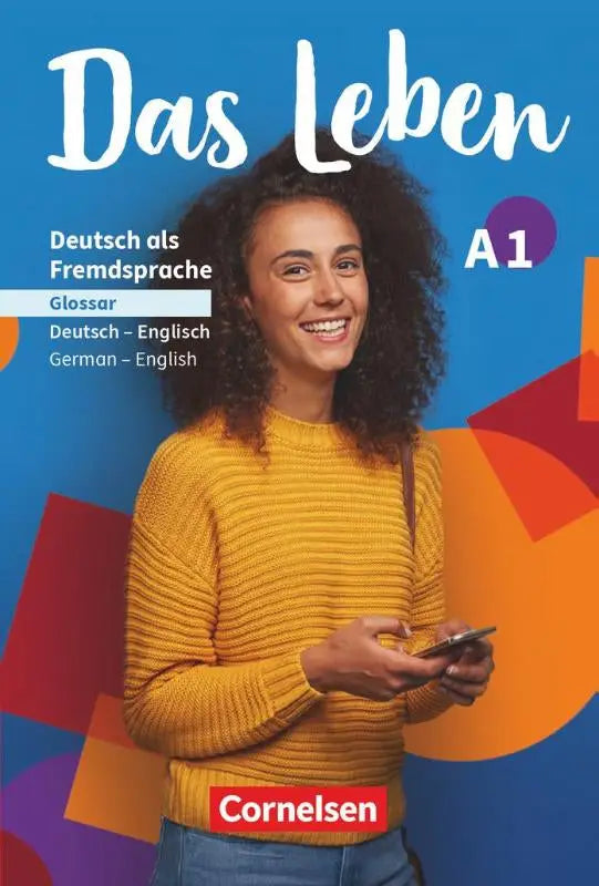Gele ribgebreide wollen trui gedragen door een glimlachende vrouw in das leben glossar deutsch englisch
