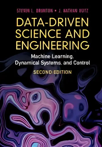 De boekcover van data-driven science and engineering toont een abstract ontwerp met paarse en blauwe patronen