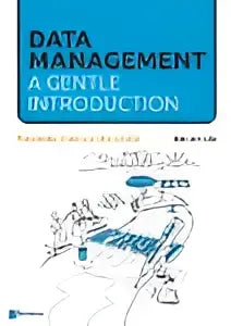 Boek data management een gentle introduction van haren publishing met blauwe kaft en illustratie van verbonden computersystemen