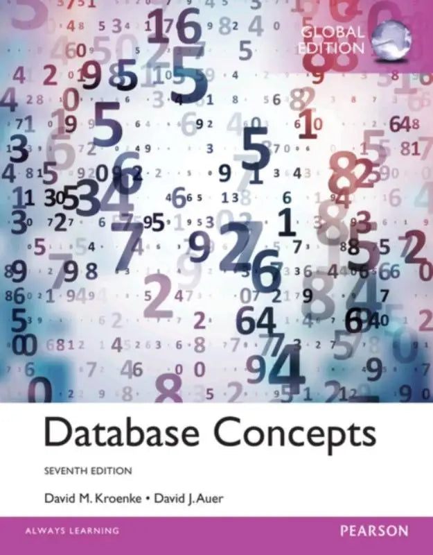 The book cover for database concepts seventh edition by david m in the global edition for undergraduate database management