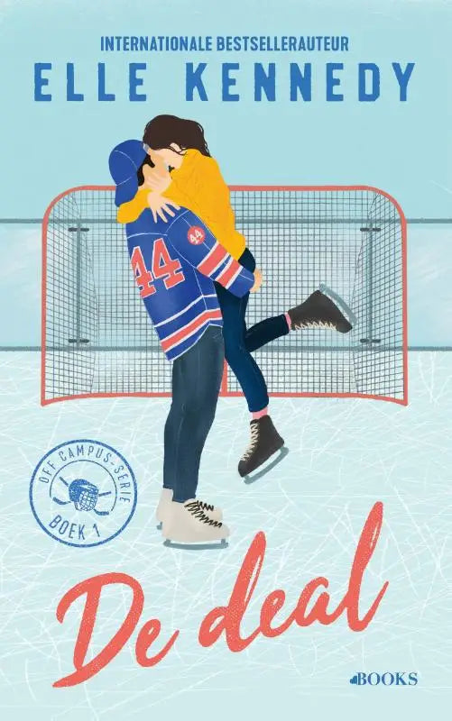 Cover van elle kennedys nieuwe internationale bestseller de deal met een geïllustreerd paar in fake dating op schaatsen