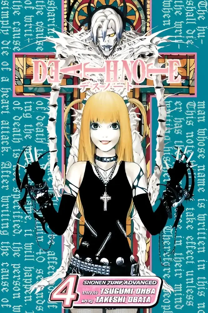 Cover art van death note volume 4 toont light yagami met blond haar en zwarte outfit in death note vol 4 love
