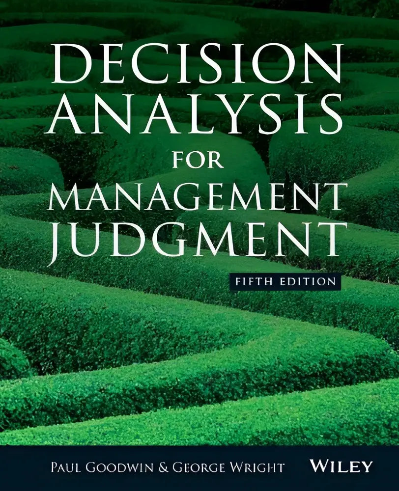 De boekcover van decision analysis for management judgment toont witte serif titel op groene heggen doolhof achtergrond