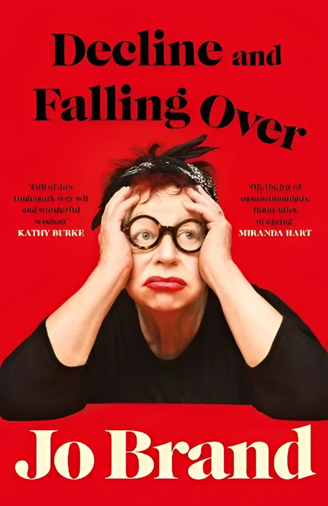 Jo brand book cover decline and falling over with bold red background and black serif font title