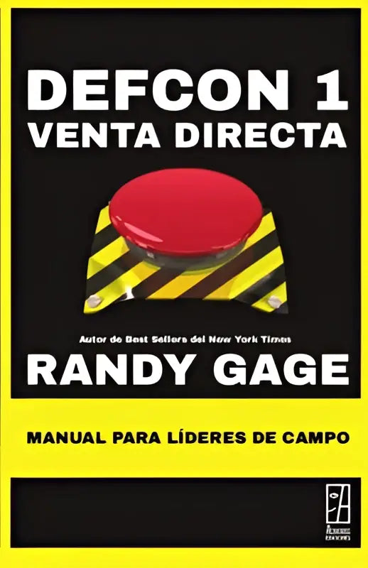 Rood noodknop met zwart-gele gestreepte basis op de omslag van het boek defcon 1 venta directa manual para líderes de campo
