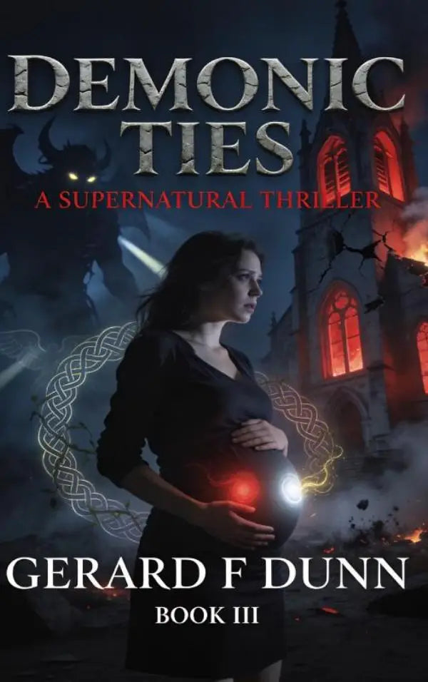 The book cover for demonic ties book iii by Gerard F Dunn featuring brother Greg in a supernatural thriller
