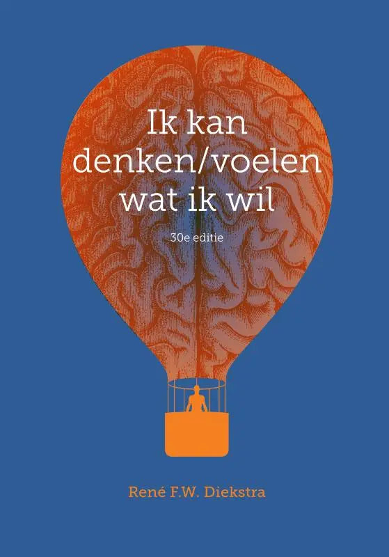 Oranje heteluchtballon met hersenpatroon en witte tekst ik kan denken voelen wat ik wil van pearson benelux psychologie algemeen