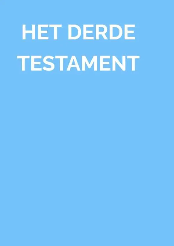 De boekomslag van het derde testament met witte tekst op lichtblauwe achtergrond over goddelijke gaven en vida verdadera