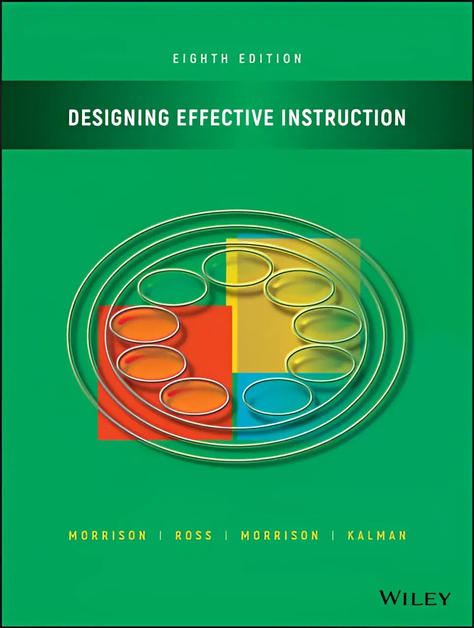 Groen boekontwerp met cirkelvormig patroon en kleurrijke verfcirkel ontworpen voor designing effective instruction