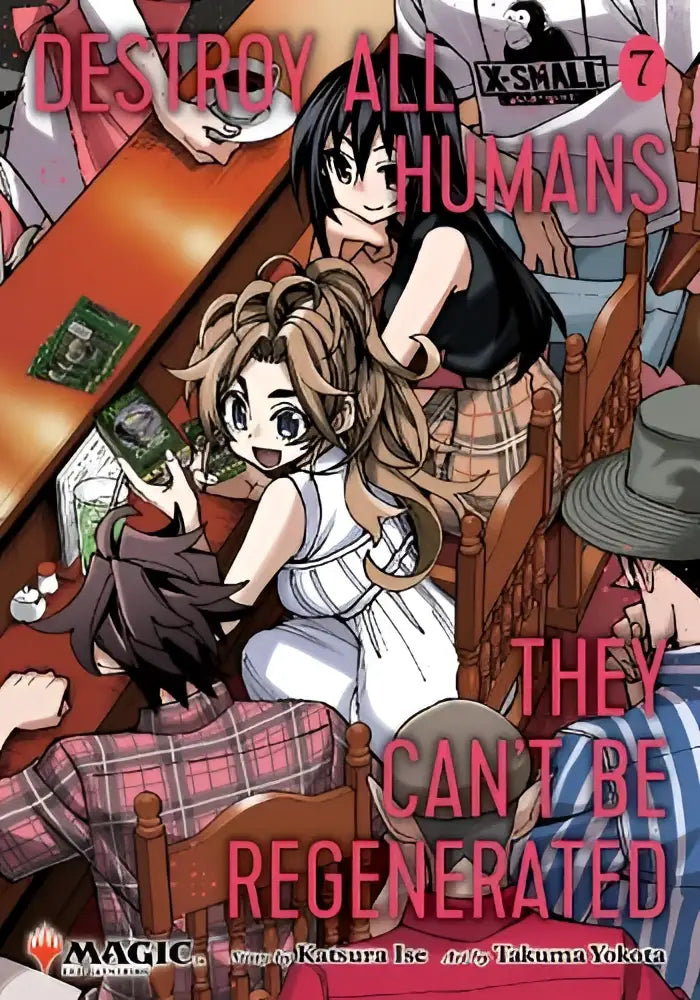 De cover van destroy all humans manga volume met animepersonages in een warme, gezellige binnenomgeving